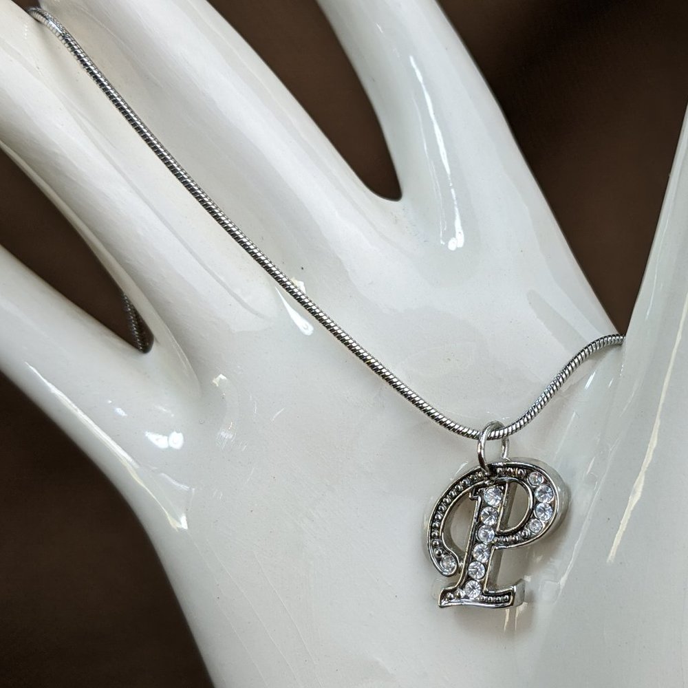 Vintage Avon Monogram Letter P Necklace Snake Chain